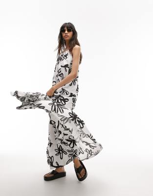 Shop Topshop Tiered Poplin Oversized Maxi Dress In Large Daisy-multi