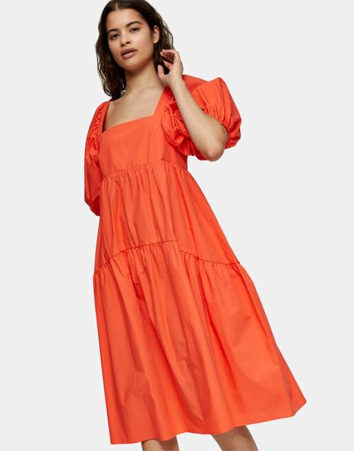 Orange hotsell smocked dress