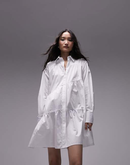 Topshop pleated 2025 mini shirt dress