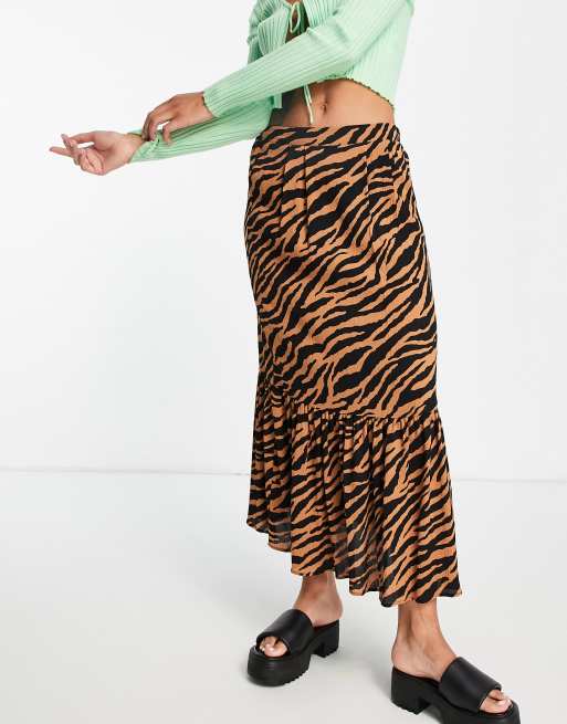 Zebra print shop skirt brown