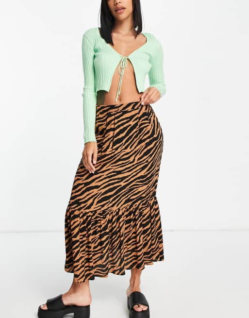 Zebra print 2024 skirt brown