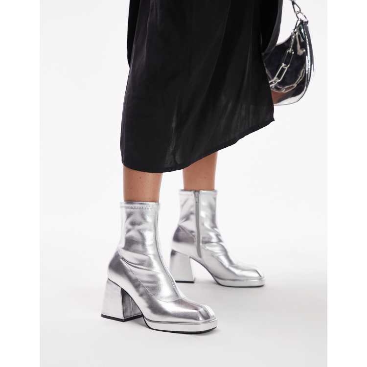 Silver store boots topshop