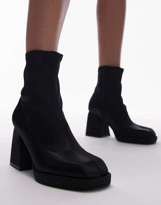 Black satin shop ankle boots