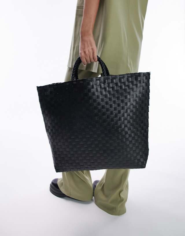 Topshop Tig weave tote in black