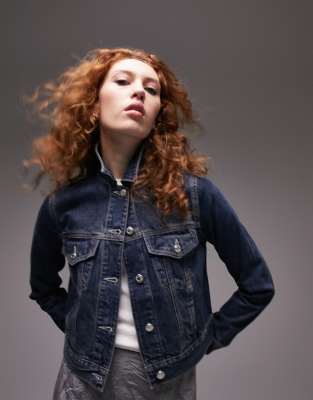 Shop Topshop Tilda Denim Jacket In Indigo-blue