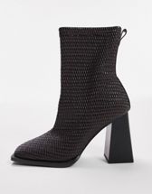 Truffle Collection stiletto heel sock boots in taupe | ASOS