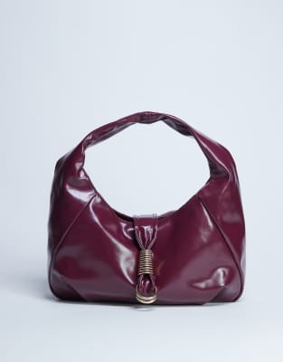 Topshop - Tilly - Cabas souple avec détail en métal - Bordeaux-Marron