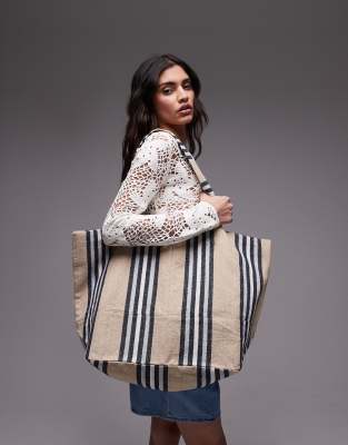 Topshop - Tina - Sac en toile à rayures - Neutre