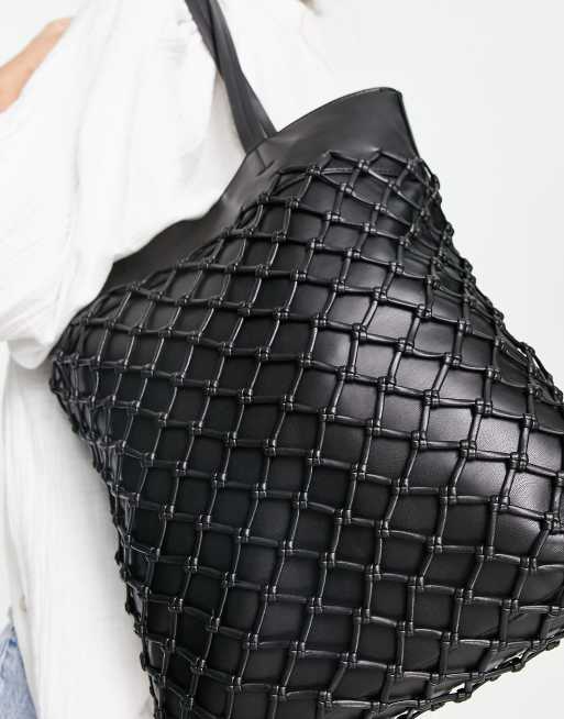 Topshop black best sale weave bag