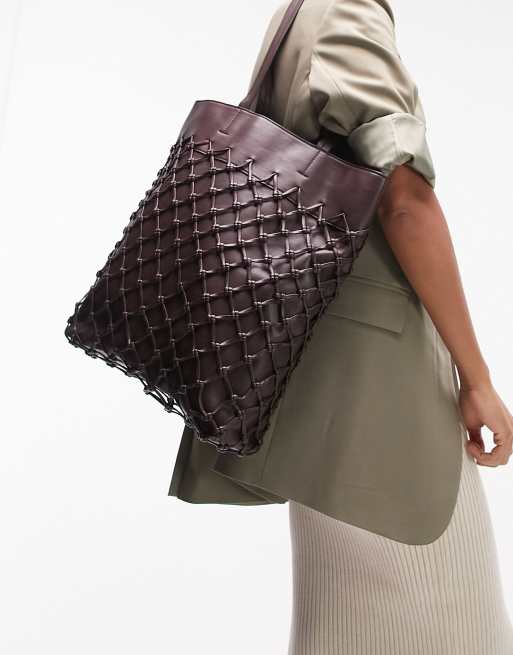 Topshop tina weave tote in choc, 4 of 4