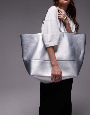 Topshop Tink Tote Bag In Silver