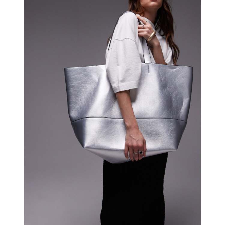 Large silver tote bags online