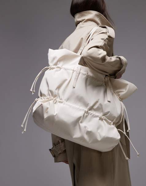 Topshop - Tino - Cabas froncé en nylon - Blanc cassé - view 1