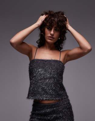 tinsel top in gunmetal-Multi