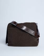 Topshop Tish shealing tote bag with contrast strap in chocolate