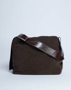 Tish shealing tote bag with contrast strap in chocolate