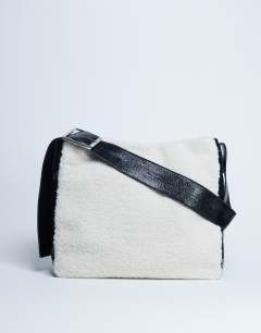 Tish shealing tote bag with contrast strap in cream & black