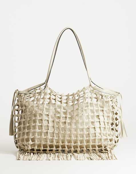 Topshop Tobias - bolso tote grande de tejido en blanco roto - view 1