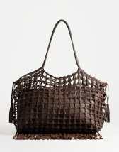 Topshop Tobias woven tote bag in chocolate