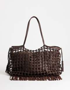 Tobias woven tote bag in chocolate