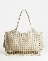 Topshop Tobias woven tote bag in off white