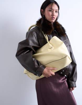 Topshop - Toby - Cabas avec poignées tubes - Beurre-Jaune