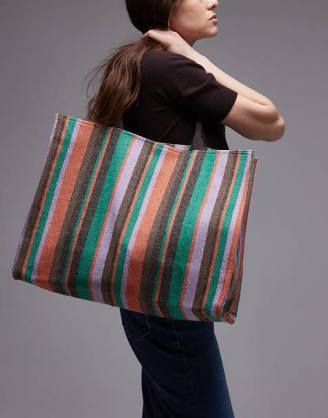 Topshop Toby canvas bag in multi coloured stripe - view 1