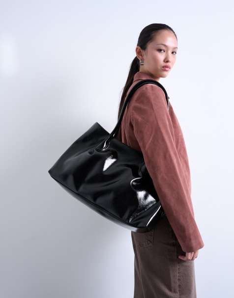 Topshop – Toby – Czarna torba typu tote z rurkowymi rączkami - view 1