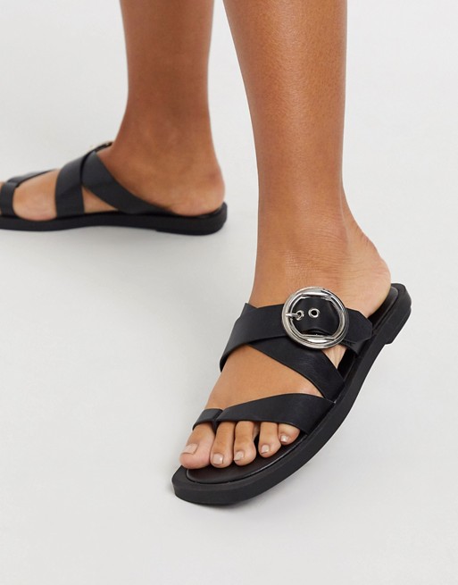 Topshop toe post strappy sandal in black
