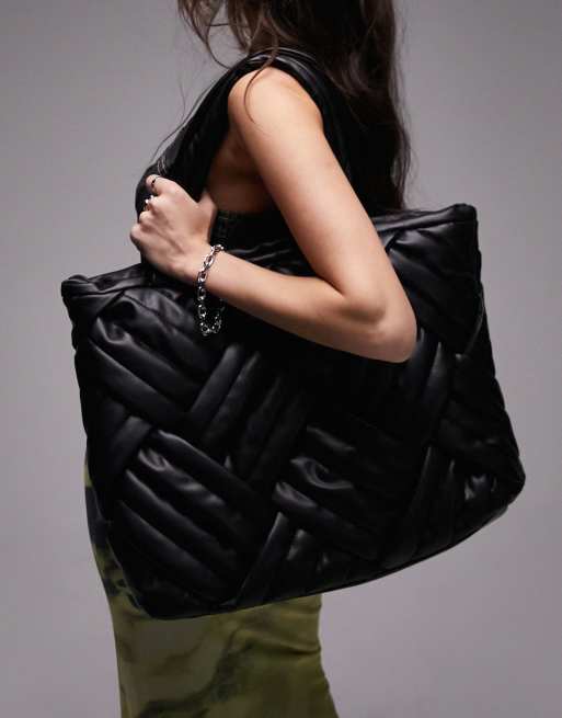 Topshop - Tolly - Oversized premium-tote-taske i sort