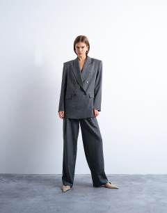 Tonic 80s double breasted oversized suit blazer in grey