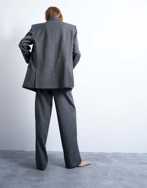 Topshop – Tonic – Bundfalten-Anzughose in Grau mit seitlicher Schnalle, 5 von 5