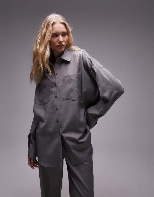 Topshop – Tonic – Hemd in Grau