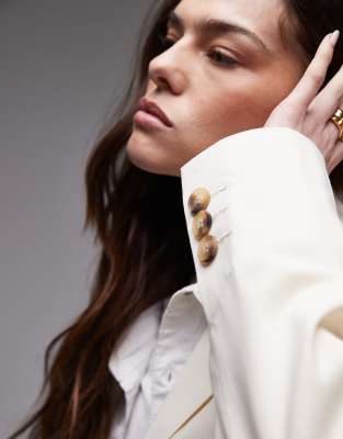 Topshop Tonic High Break Tailored Blazer In White