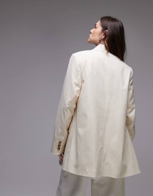 Topshop tonic high break tailored blazer in cream, 4 of 4