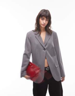 tonic high break tailored blazer in gray