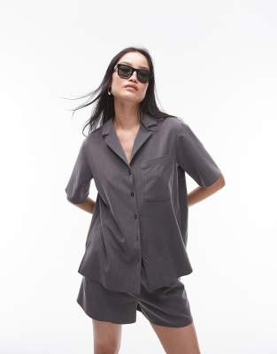 tonic short sleeve shirt in charcoal - part of a set-Gray