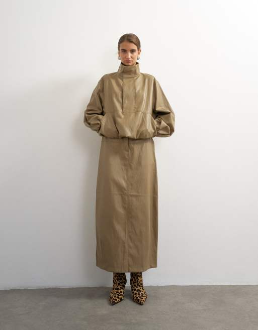 Topshop top à col montant et ourlet ballon taupe, 3 de 4