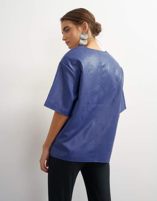 Topshop top à décolleté en V profond bleu marine, 4 de 4