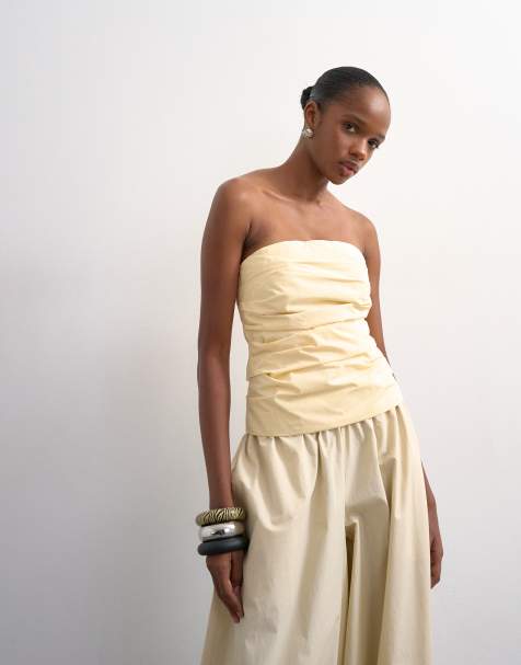 Topshop - Top a fascia raccolto color latticello - view 1