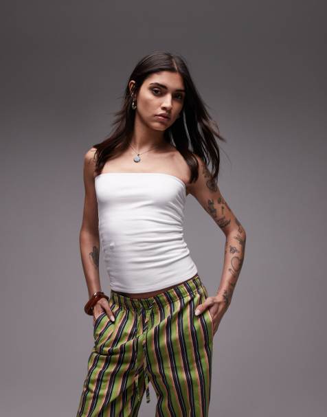 Topshop - Top a fascia taglio lungo bianco - view 1