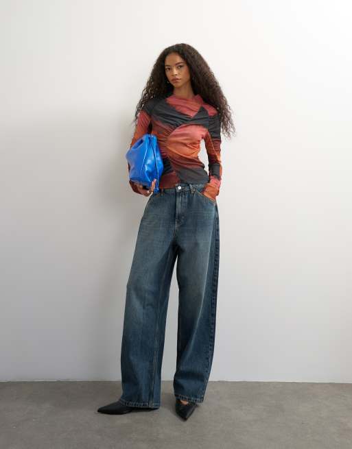 Topshop top a maniche lunghe arricciato sfumato, 2 di 4