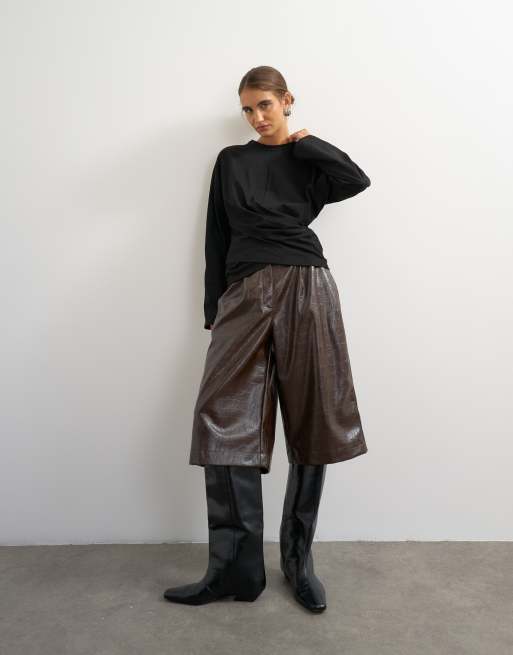 Topshop top a maniche lunghe con dettaglio drappeggiato nero, 1 di 4