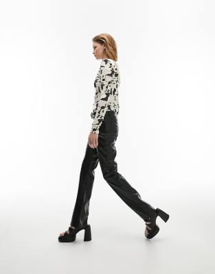 Top a maniche lunghe con scollo squadrato e stampa grande monocromatica-Multicolore - Topshop T-shirt donna  - immagine3