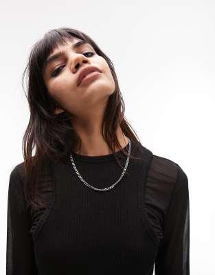 Topshop mixed long sleeve top in black - ASOS Price Checker