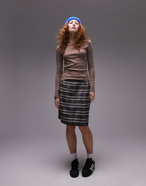 Topshop - Top a maniche lunghe slim color talpa