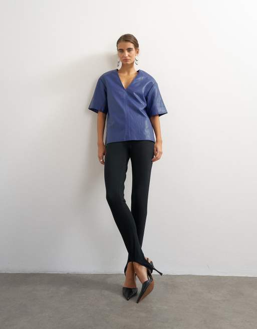 Topshop top à profond décolleté en V bleu marine, 3 de 4