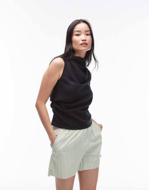 Topshop - Top accollato nero senza maniche