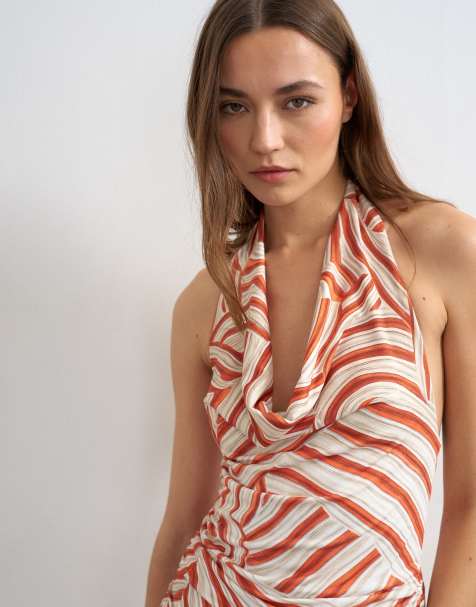 Topshop - Top allacciato al collo con scollo ad anello e stampa multicolore - view 1