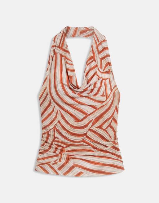 Topshop - Top allacciato al collo con scollo ad anello e stampa multicolore, 5 di 7